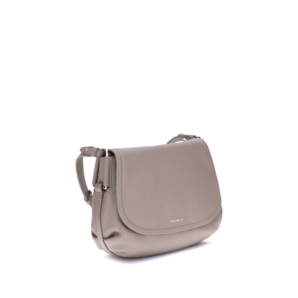 Coccinelle Beigefarbene Kalbshaut Bos Taurus Schultertasche